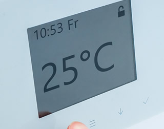 Digital thermometer displaying temperature of 25 degrees celsius